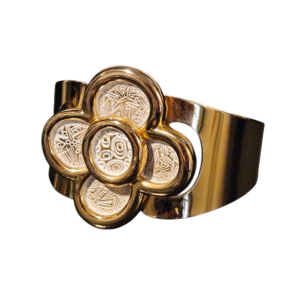 Vintage Dior Bracelet 1973 Christian Dior Floral Statement Cuff Bracelet Germany - Picture 12 of 16